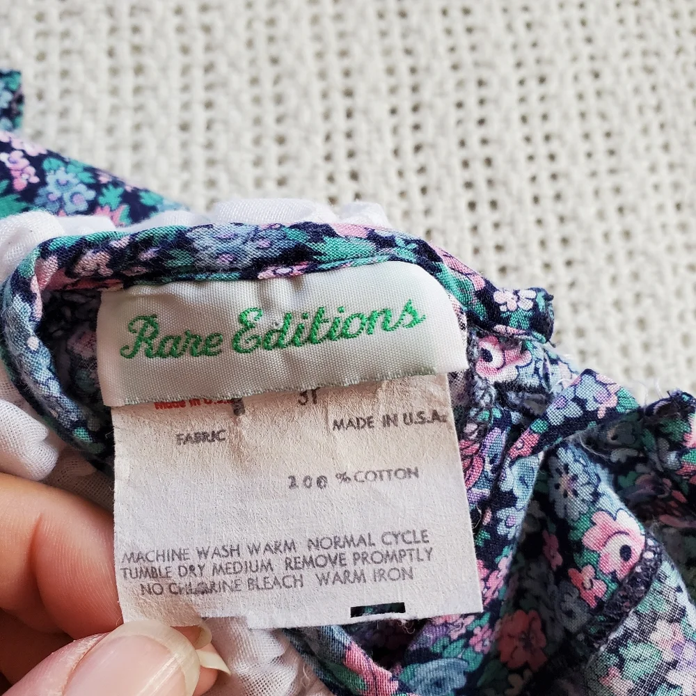 Vintage Baby Girls Dress Youth Size 3T Rare Editions Floral USA Union Made - Picture 4 of 7